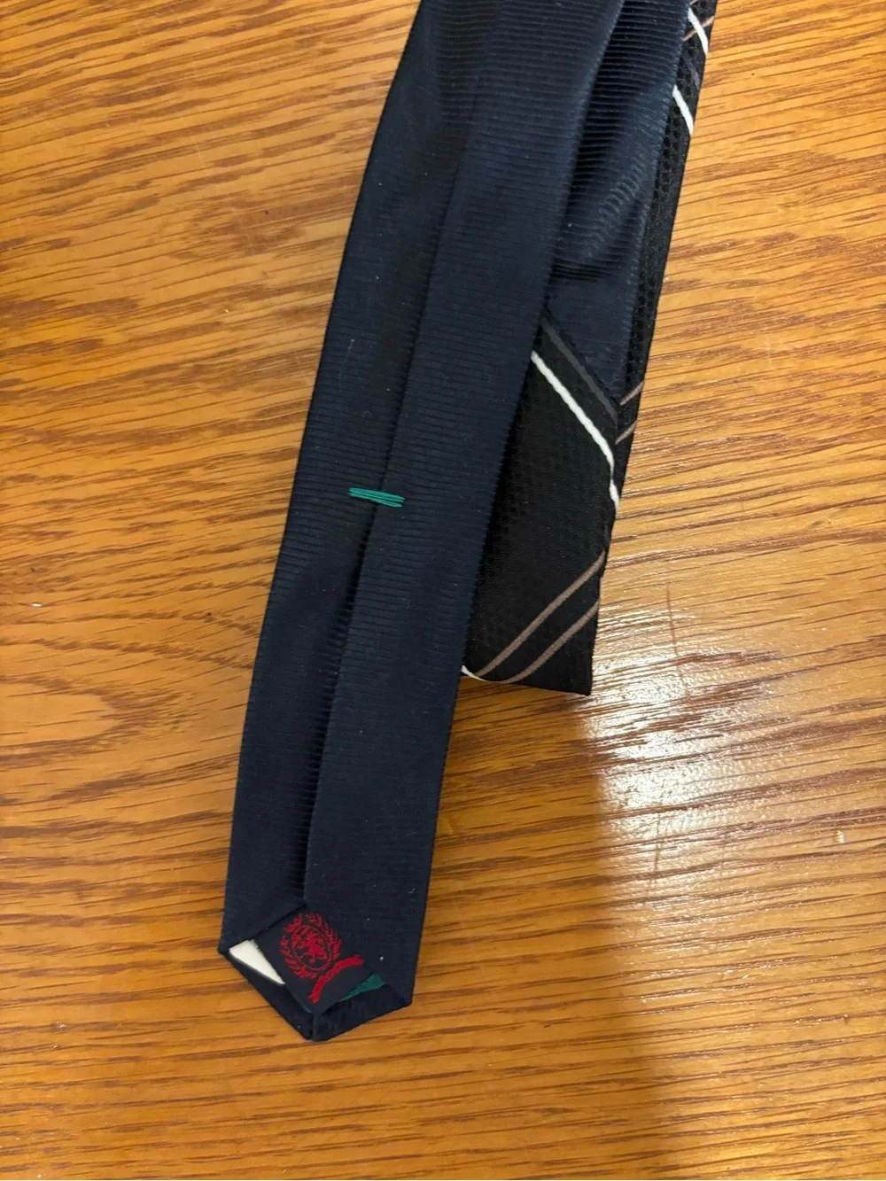 Tommy Hilfiger Black Tie with White and Brown Plaid